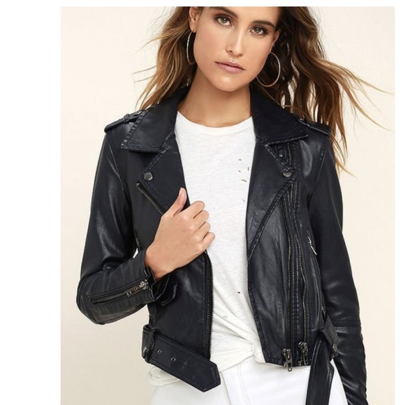 Blank NYC Jackets & Blazers - BLANK NYC Classic Black Vegan Leather Moto Jacket Size Small